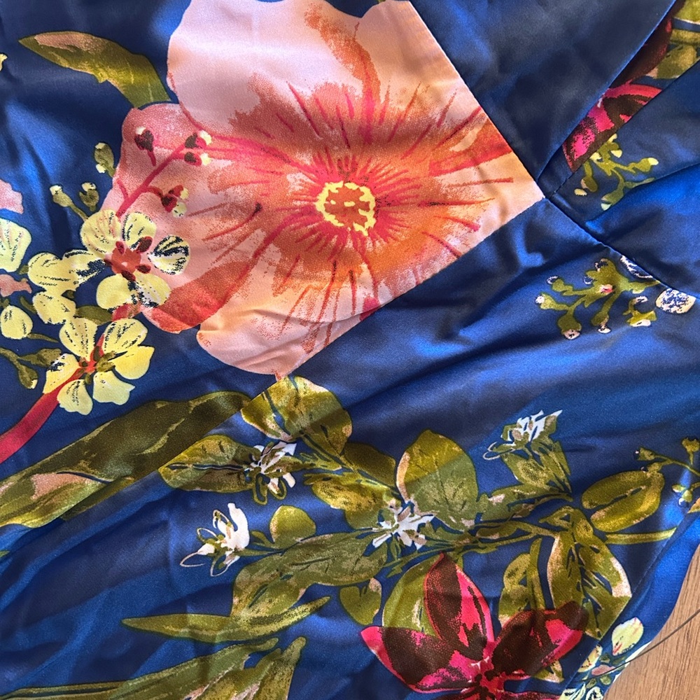 Lulu's Blue Floral Maxi Skirt with Bright Floral Accents - Picture 4 of 5